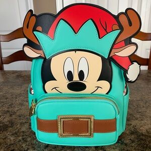 Loungefly Disney Light up Mickey Mouse Reindeer Mini Backpack. NWT